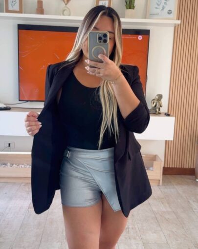 Falda Short Plateada (64)