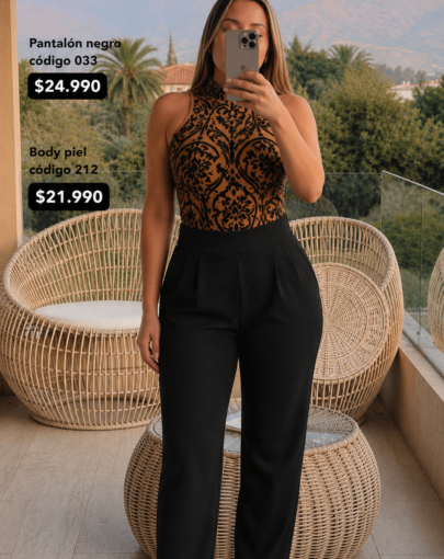 Body Cuello Alto Barroco Camel ⭐